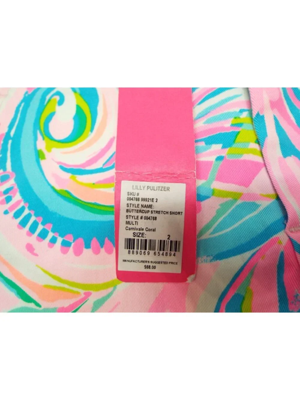Lilly Pulitzer Buttercup Stretch Shorts Carnivale Coral Size 2 NWT